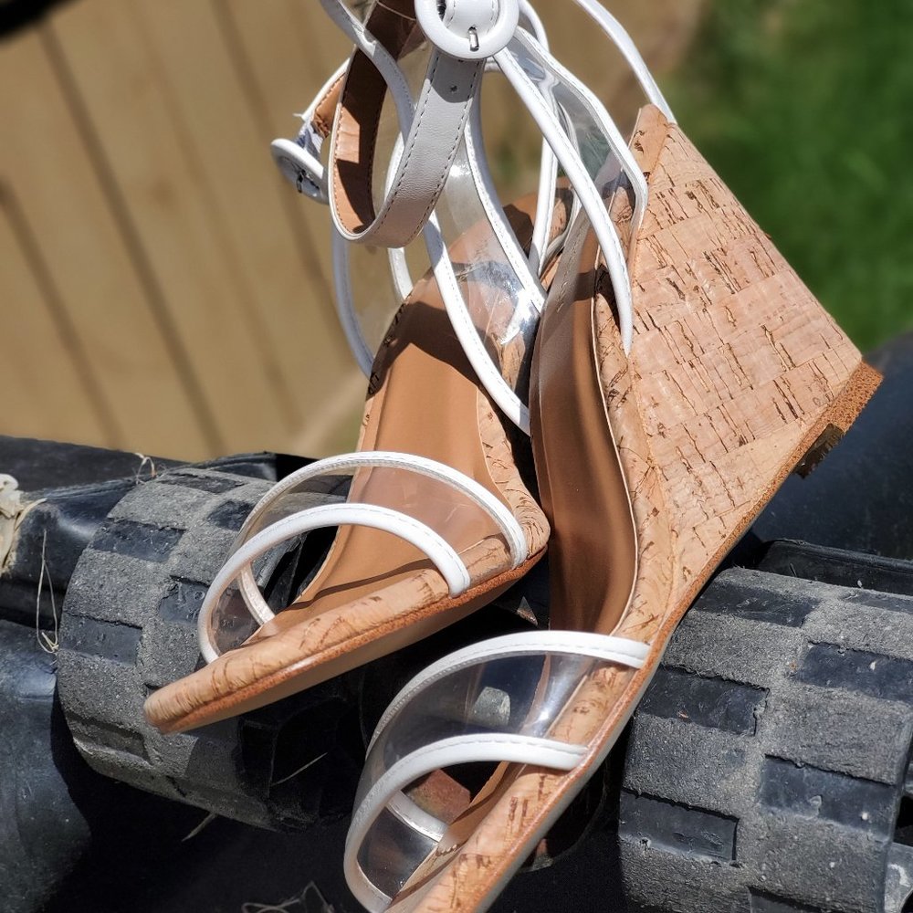 Clear White Plastic Wedge heels